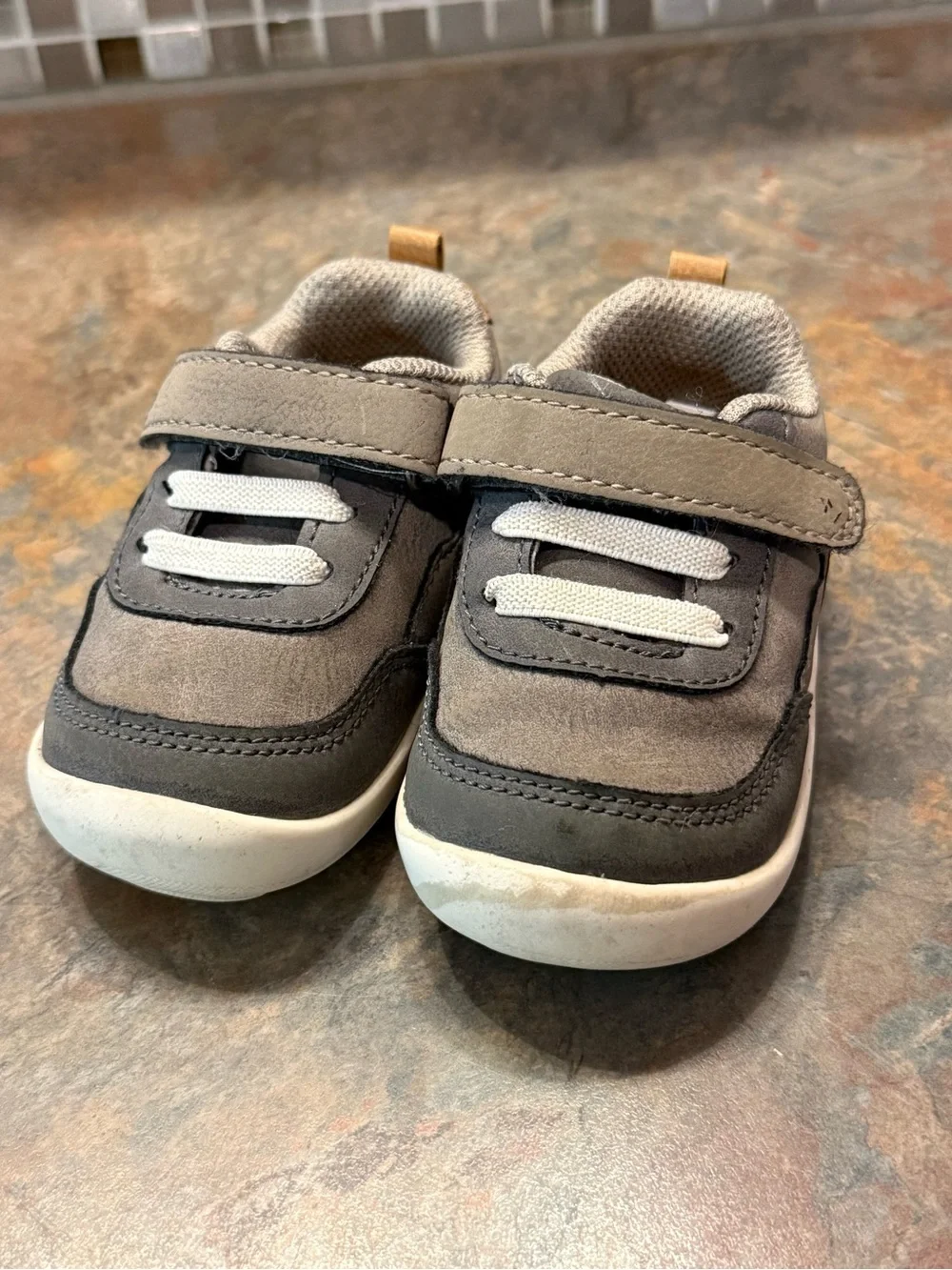 Stride Rite Gray and Dark Gray Toddler Velcro Sneakers